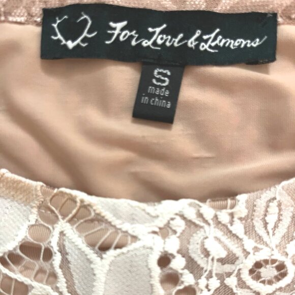 For Love And Lemons Guava Floral Crochet Lace Long Sleeve Crop Top Size Small - Picture 8 of 9